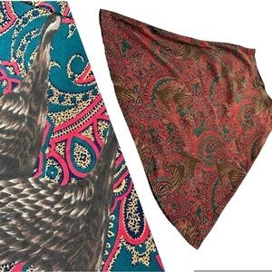 Personal II Vintage Skirt Goose Novelty Paisley Print Red & Brown 22W